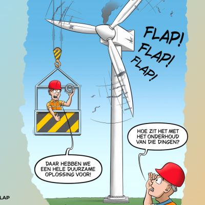 Gehavende windturbines opgelapt met tape