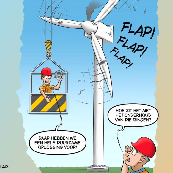 Gehavende windturbines opgelapt met tape