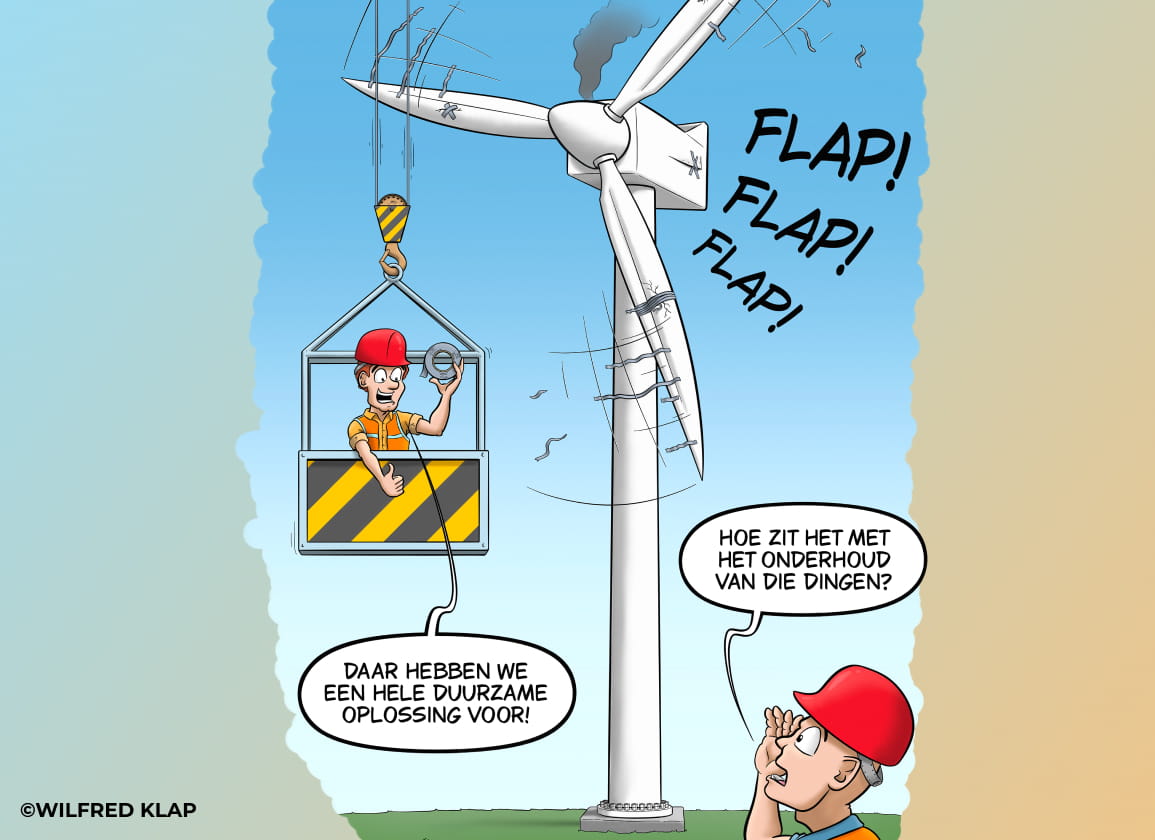Gehavende windturbines opgelapt met tape